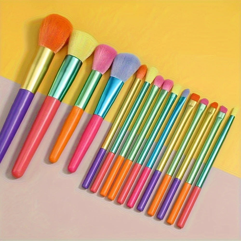 15-Piece Rainbow Makeup Brush Set