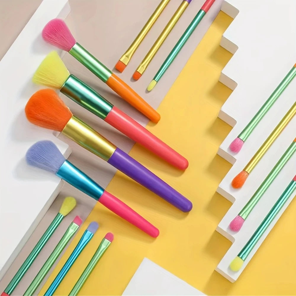 15-Piece Rainbow Makeup Brush Set