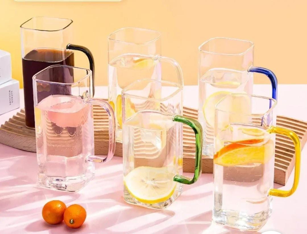 "Square Glass Cup With Bamboo Lid and Straw"