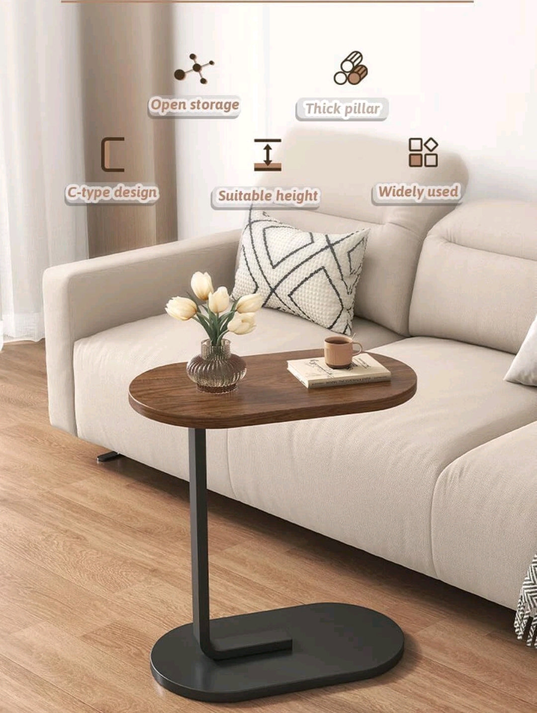 Perfect C-Shaped Side Table – Perfect for Sofa, Bed & Bathtub